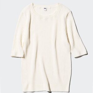 Uniqlo - 100% Merino Wool Ribbed Half Sleeve Sweater - Size Large